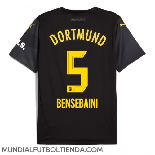 Camiseta Borussia Dortmund Ramy Bensebaini #5 Segunda Equipación Replica 2024-25 mangas cortas